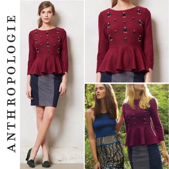 Dolce Vita Anthropologie Gem Drop Peplum top - Picture 3 of 16